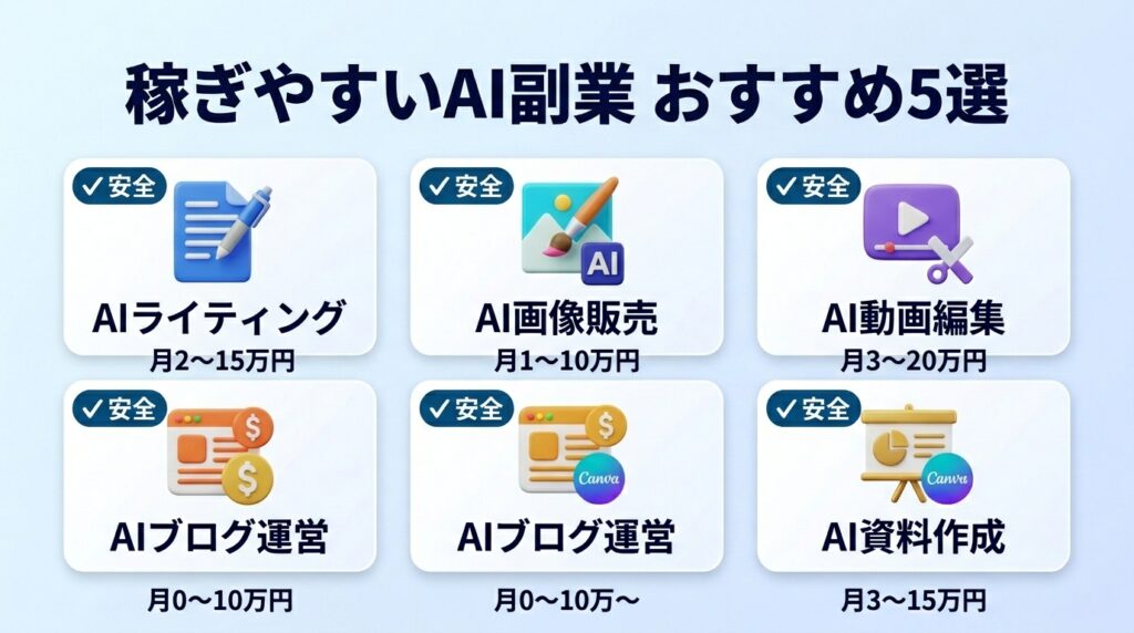 AI副業で稼ぎやすいおすすめジャンル5選