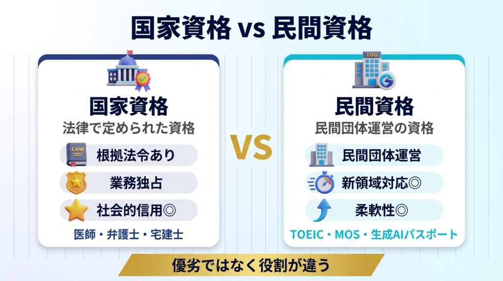 そもそも国家資格と民間資格の違いとは?