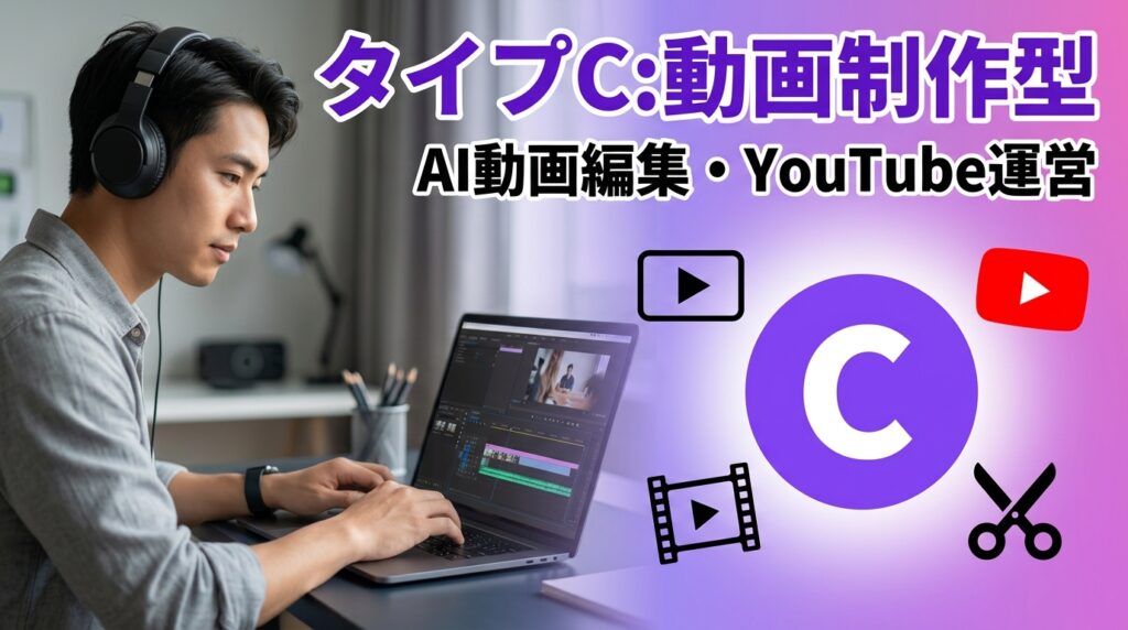 タイプC:動画制作型(AI動画編集・YouTube運営)