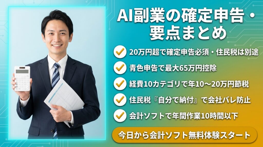 まとめ|AI副業の確定申告は「経費を漏らさず」が手取りを決める