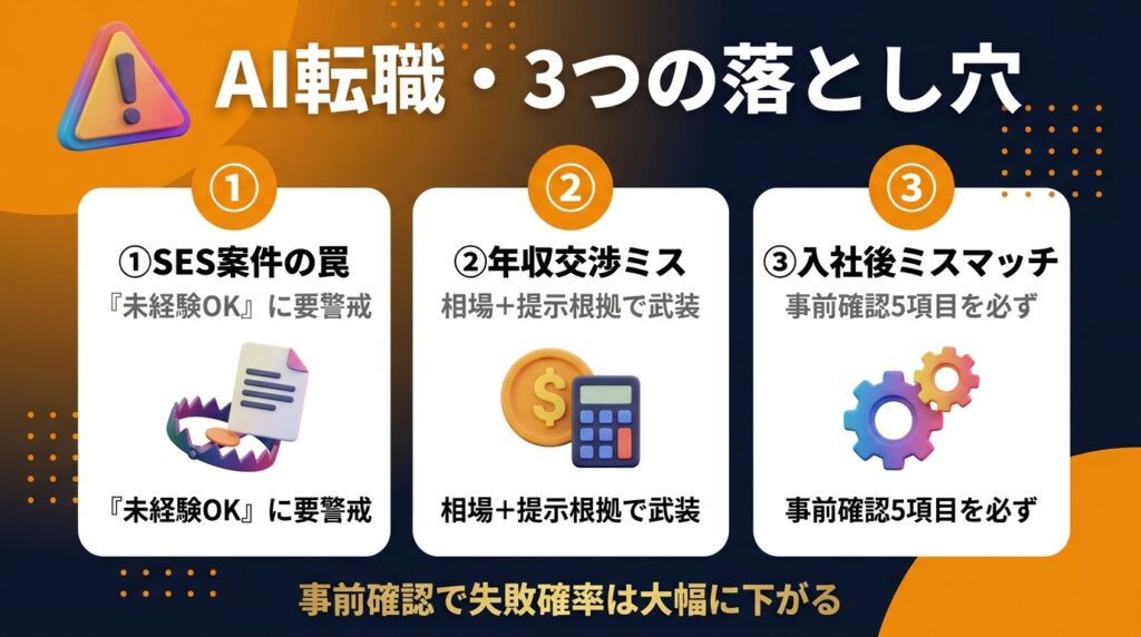 AI転職の注意点|失敗しないための3つのチェックポイント