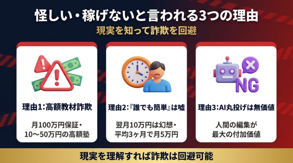 AI副業の始め方が「怪しい」「稼げない」と言われる3つの理由