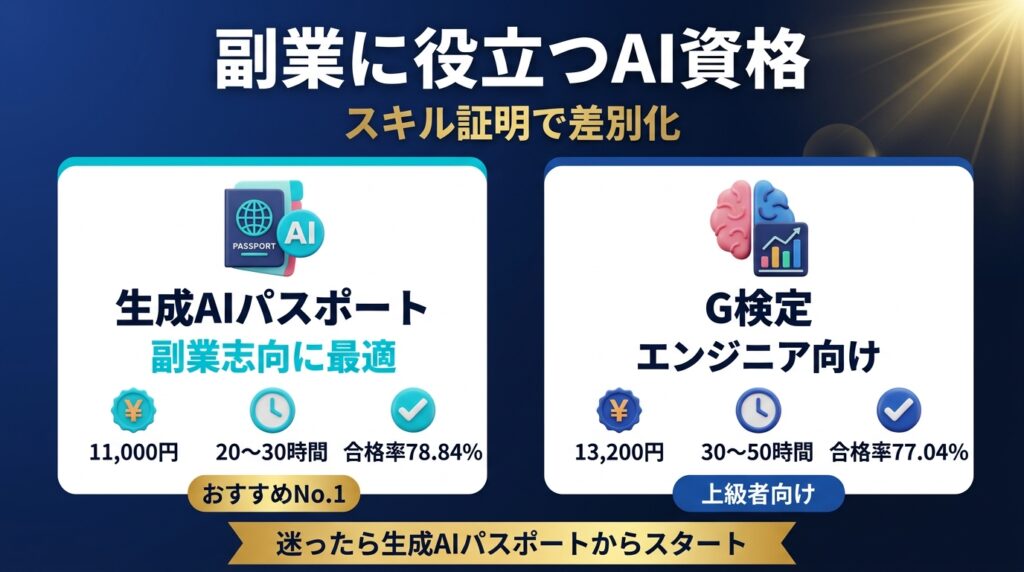 AI副業の始め方で役立つ資格【生成AIパスポート・G検定】