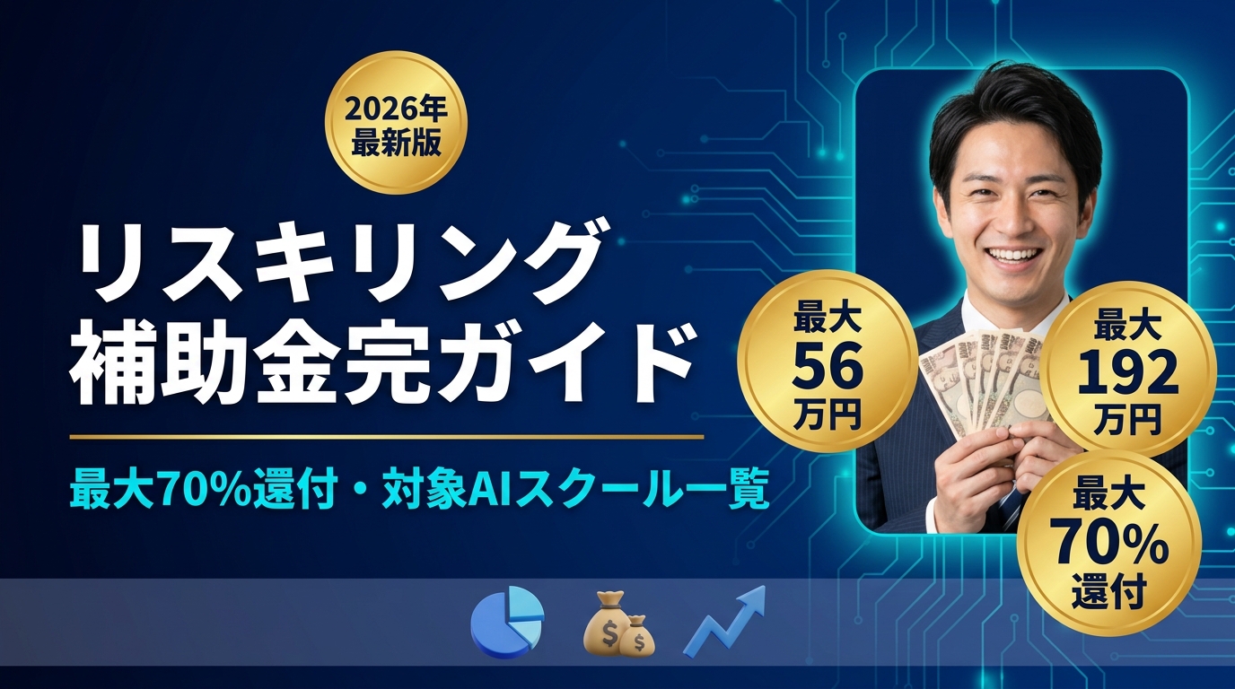 リスキリング補助金完全ガイド|2026年最新・最大70%還付の使い方と対象AIスクール一覧