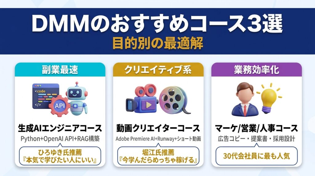 DMM 生成AI CAMPの評判から見るおすすめコース3選