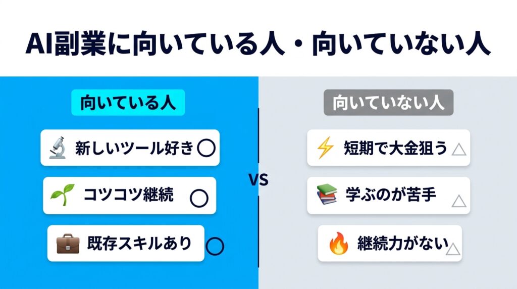 AI副業に向いている人・向いていない人