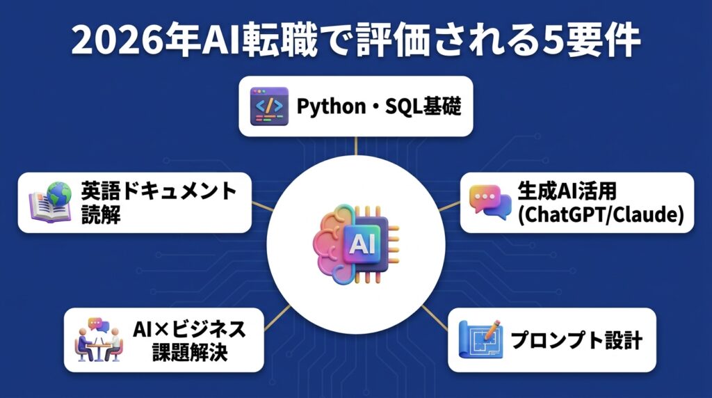 AI転職に必須のスキルセット|2026年に評価される5要件