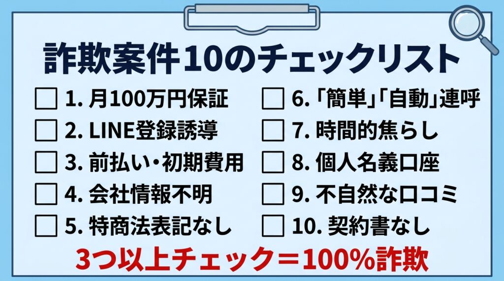 詐欺案件を見抜く10のチェックリスト