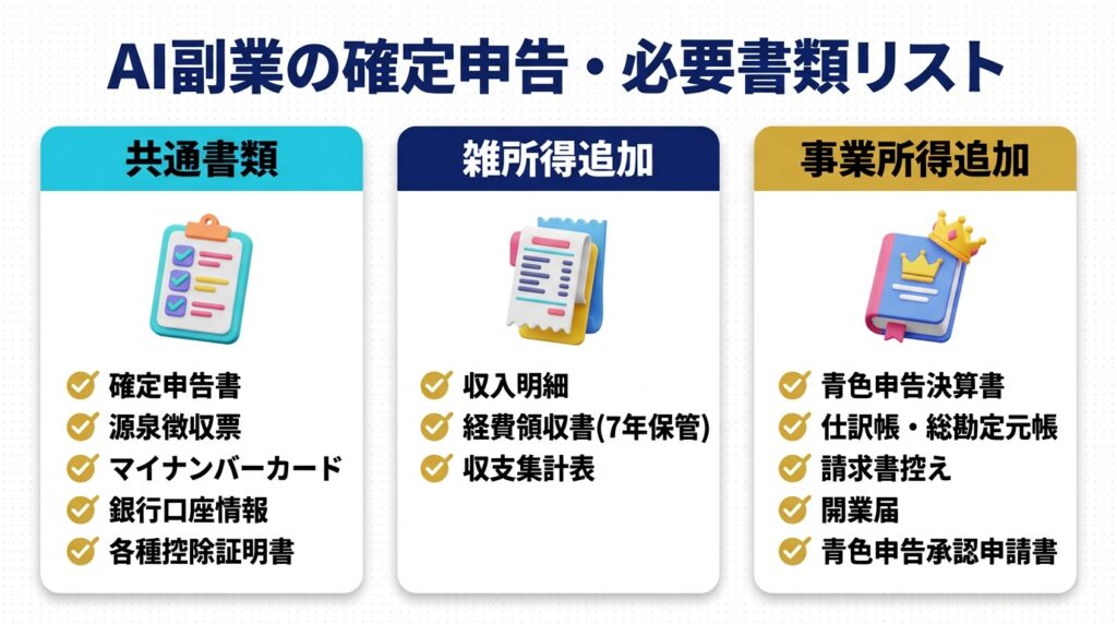 AI副業の確定申告に必要な書類と準備物リスト