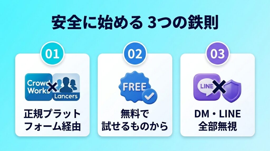 安全にAI副業を始める3つの鉄則