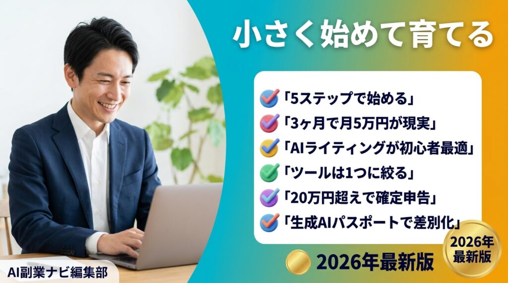 まとめ|AI副業の始め方は「小さく始めて育てる」が正解
