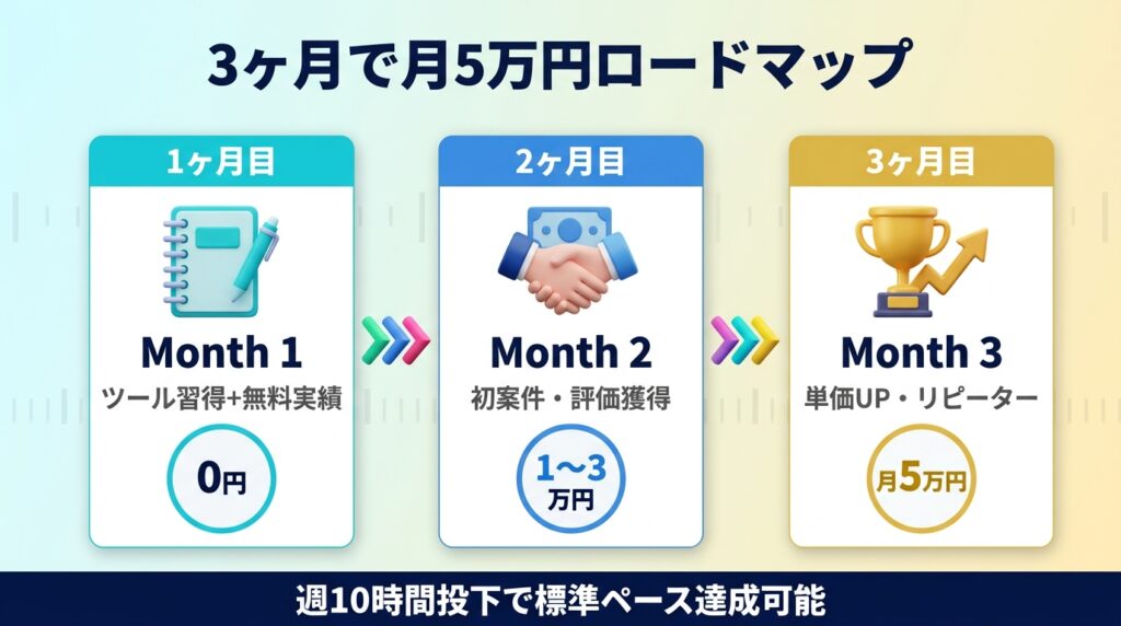 AI副業の始め方|月5万円稼ぐまでの3ヶ月ロードマップ