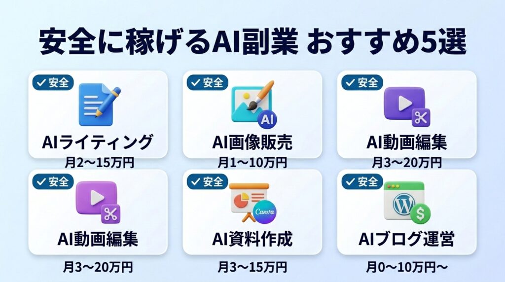 安全に稼げるAI副業おすすめ5選