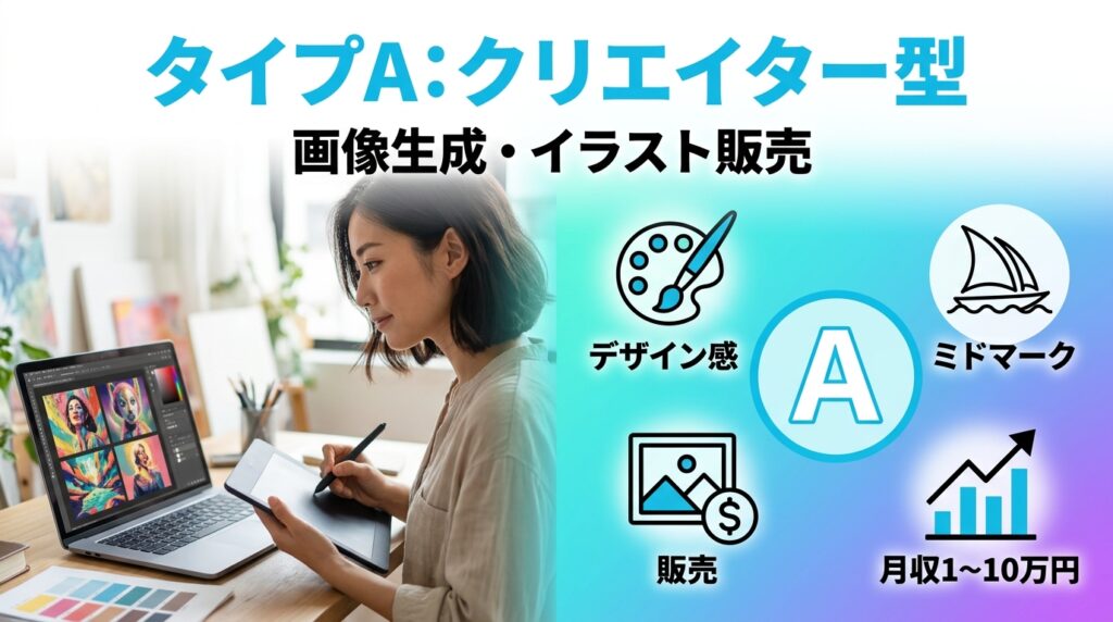 タイプA:クリエイター型(画像生成・イラスト販売)