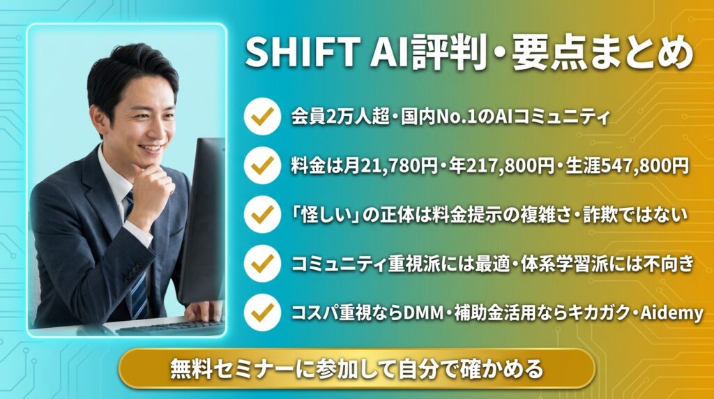 まとめ|SHIFT AIの評判から見える「合う人」「合わない人」
