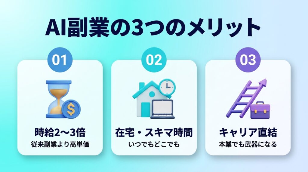 AI副業の3つのメリット