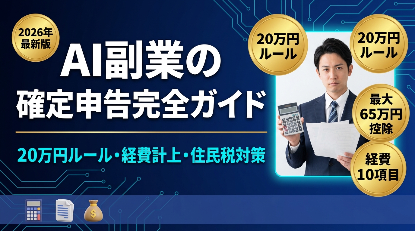 AI副業の確定申告完全ガイド|2026年最新・20万円ルールと経費計上の全知識