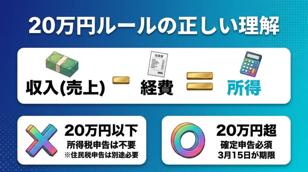 AI副業の確定申告で絶対押さえるべき「20万円ルール」