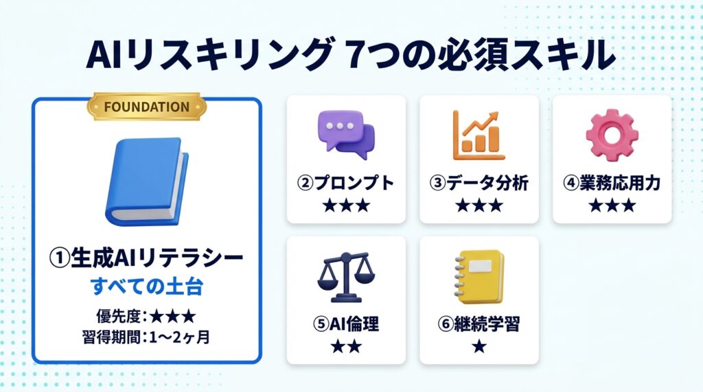 AIリスキリングで習得すべきスキル7つ