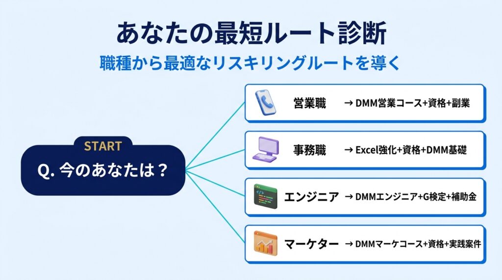 【タイプ別早見表】あなたに合うリスキリングルート