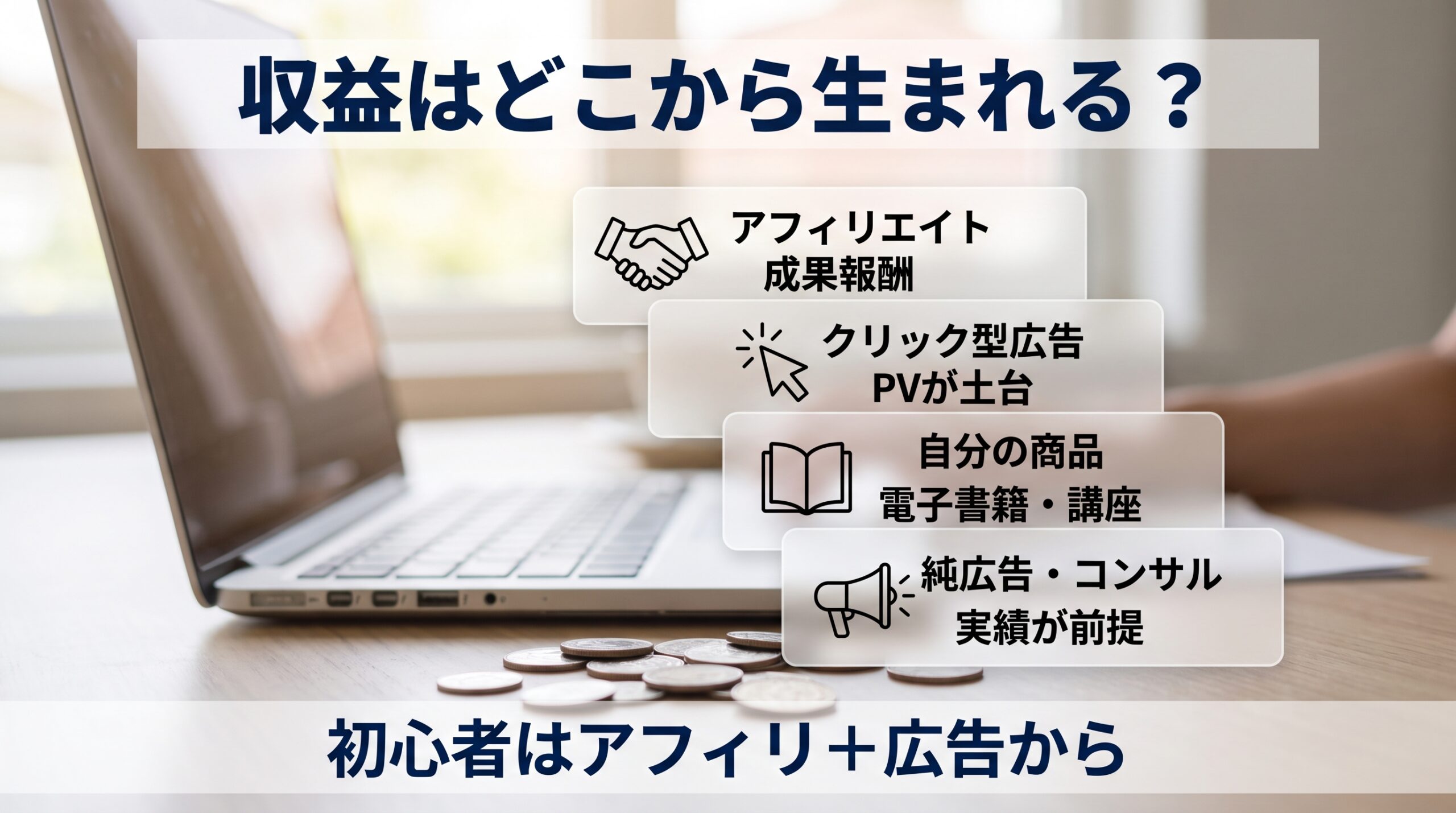 AIブログで稼ぐ収益の仕組みとお金の流れを示す図