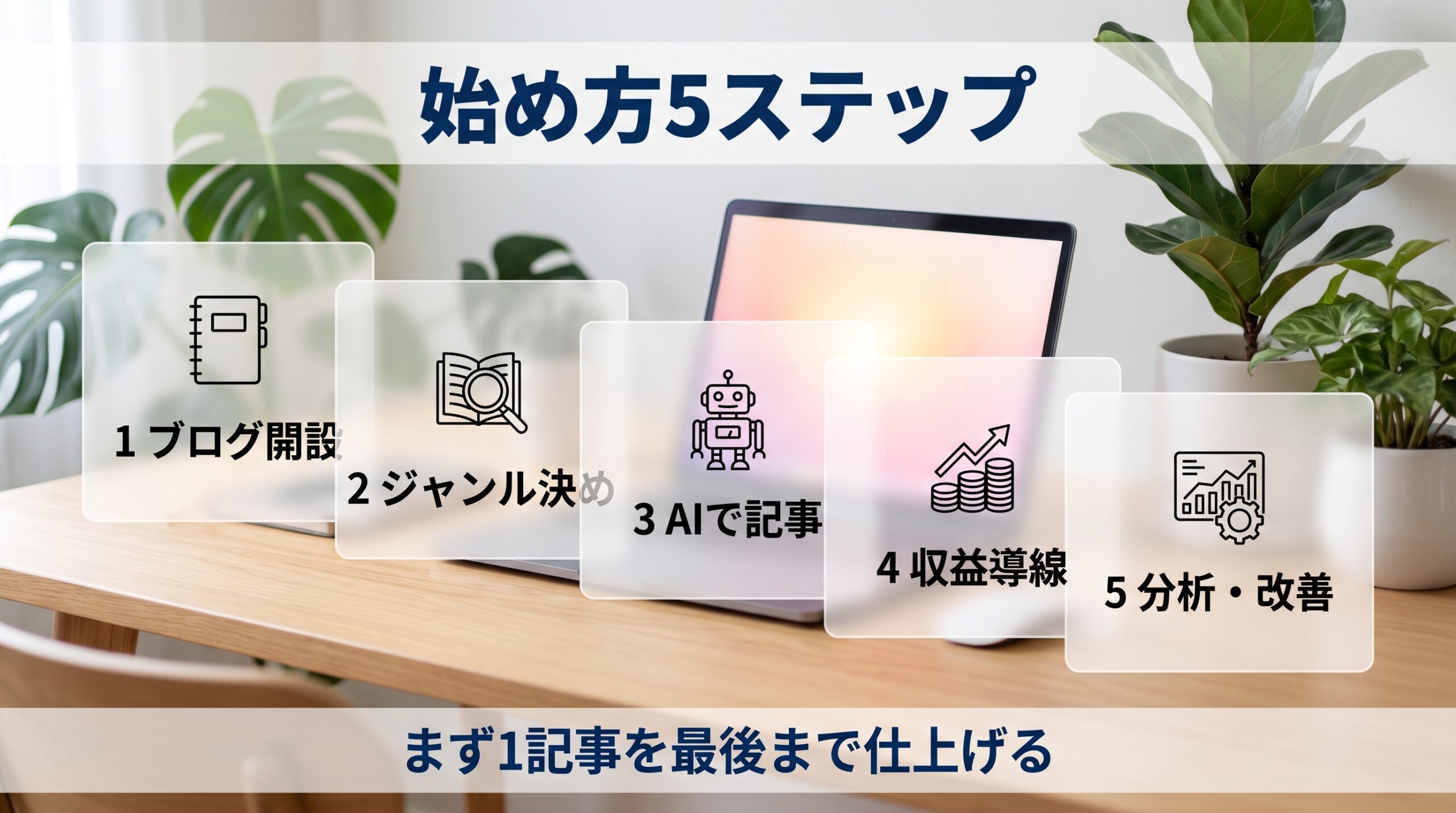 AIブログの始め方5ステップを示す図