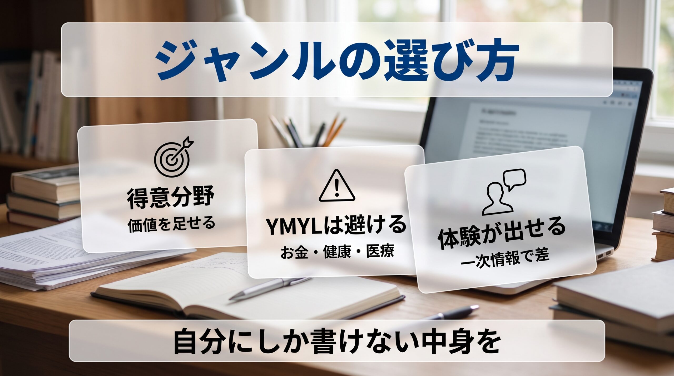 AIブログで稼げるジャンルの選び方とYMYLの注意を示す図