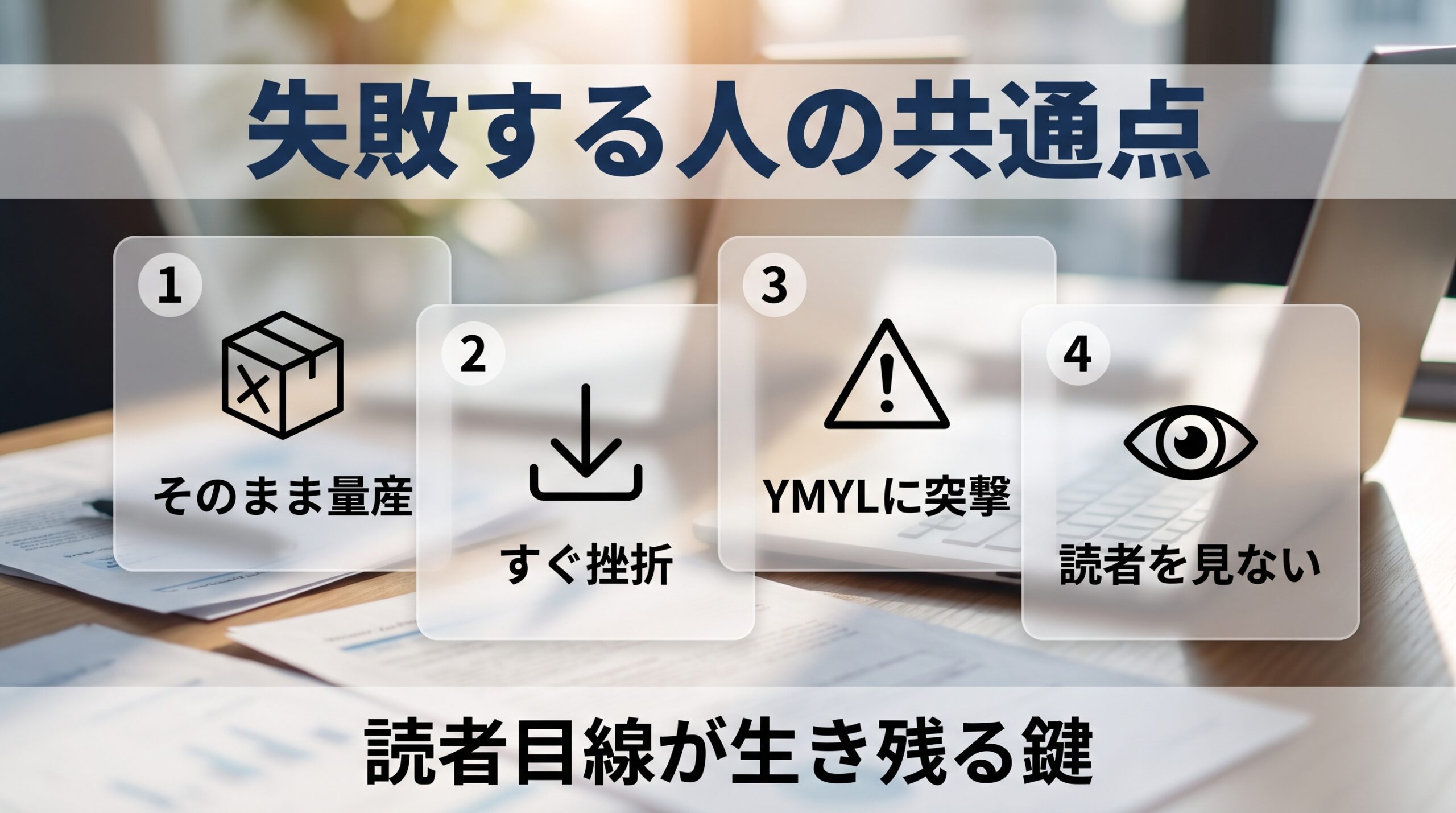 AIブログで稼げない失敗する人の共通点を示す図