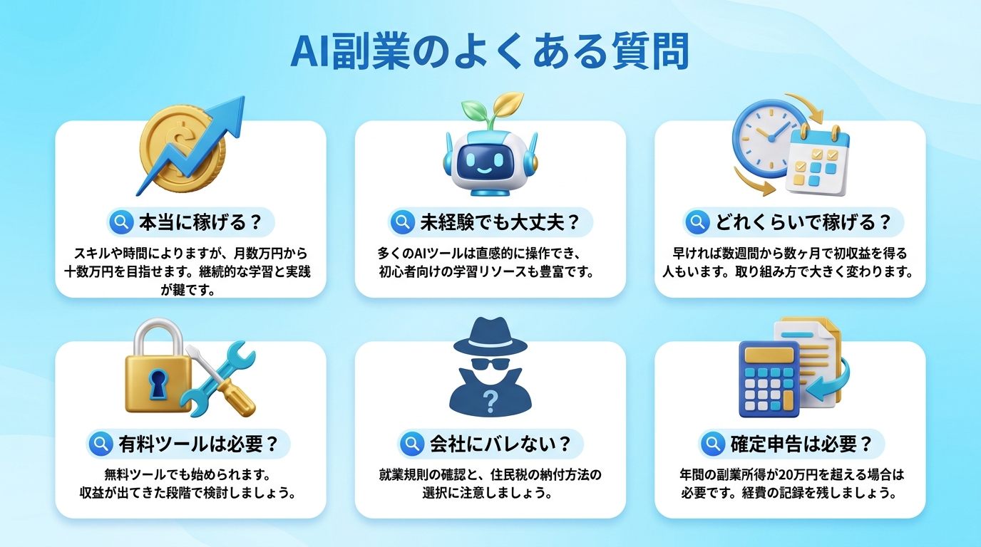 AI副業に関するよくある質問の図