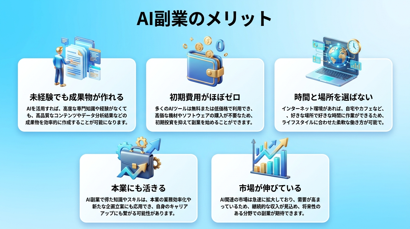 AI副業のメリットを示す図
