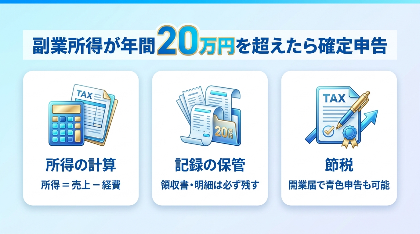 AI副業と確定申告・税金の基礎知識の図