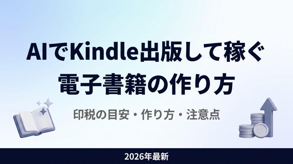 AIでKindle出版して稼ぐ方法｜電子書籍の作り方・印税の目安・注意点【2026年最新】