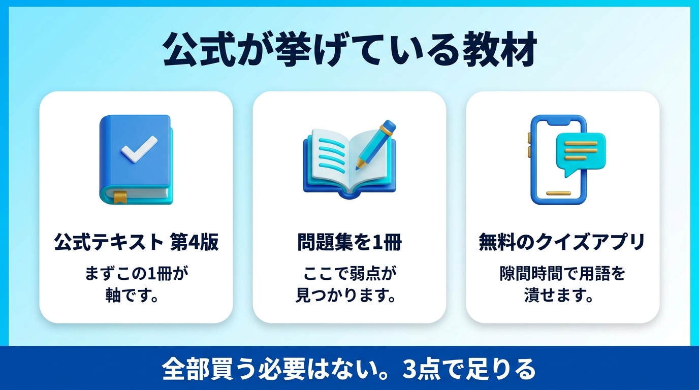 生成AIパスポートの公式テキストと公認教材を示す図
