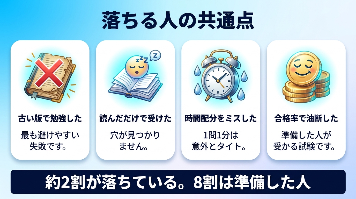 生成AIパスポートで落ちる人の共通点を示す図