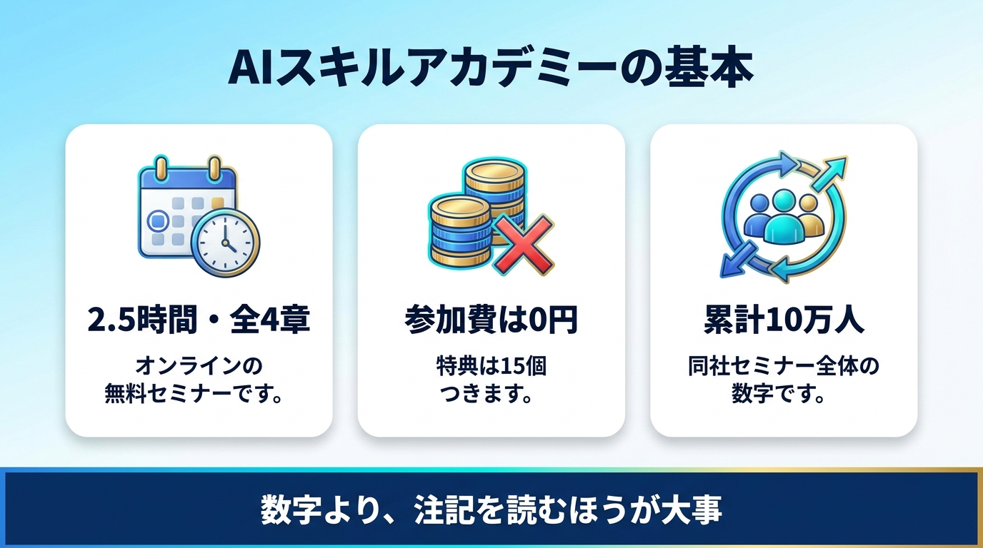 AIスキルアカデミーの基本情報をまとめた図