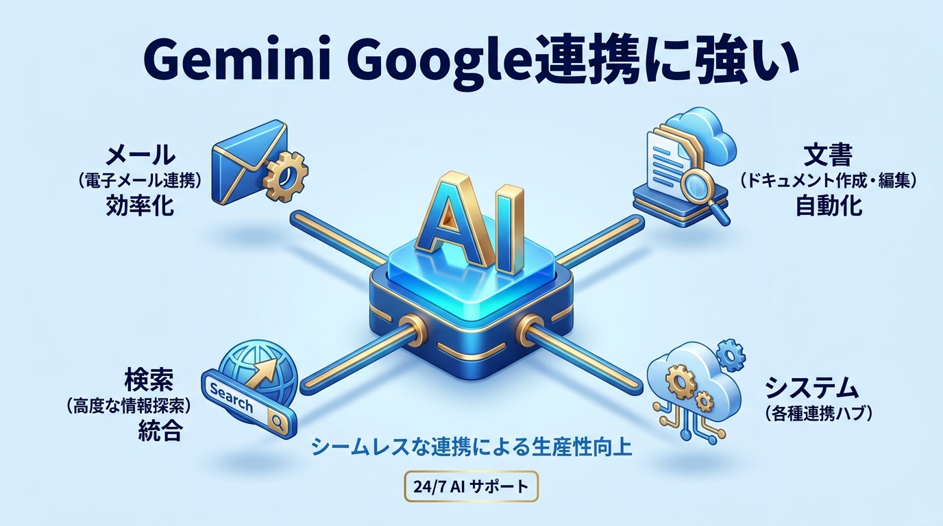 Geminiの特徴とGoogle連携の図