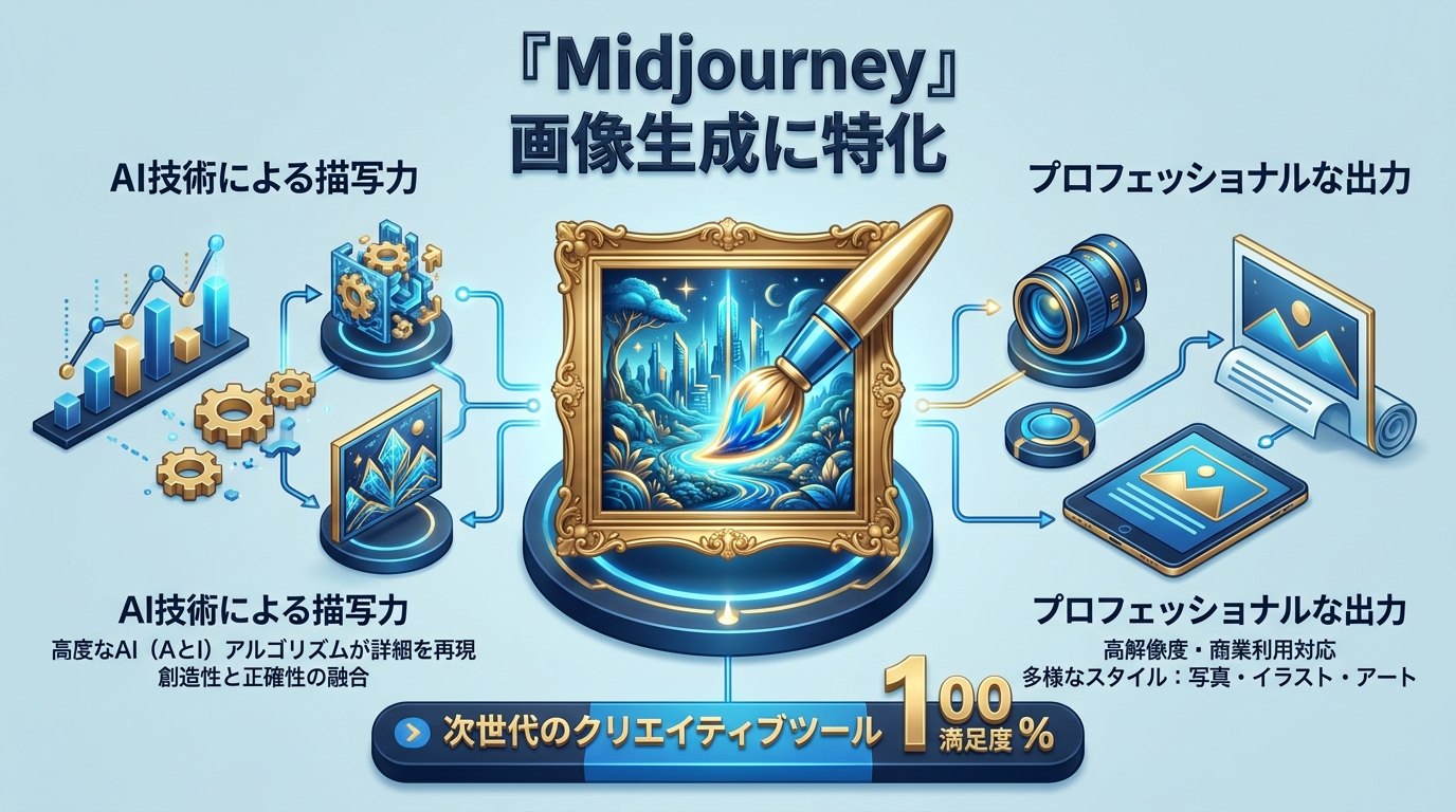 Midjourneyの高品質画像生成の図