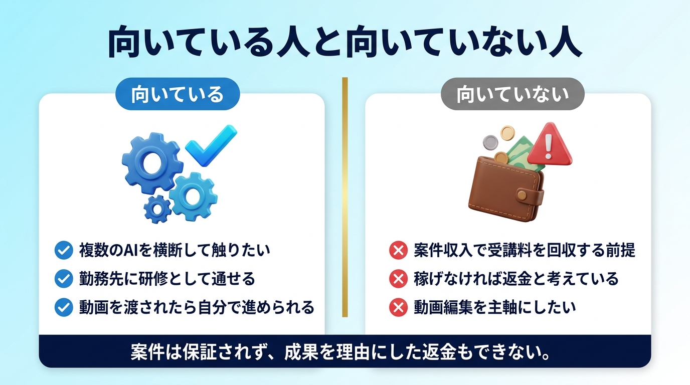 バイテック生成AIに向いている人と向いていない人の図