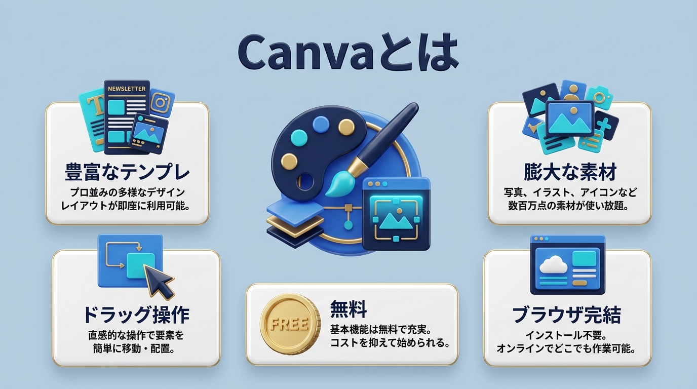 Canvaとは何か・初心者でも使える理由を示す図