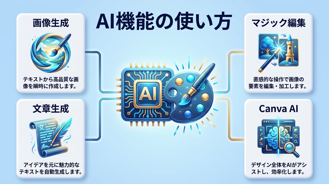 CanvaのAI機能の使い方の図