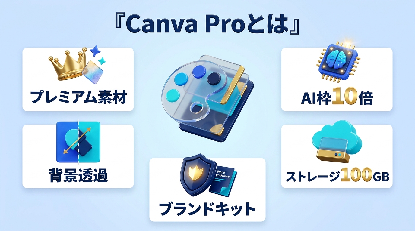 Canva Proとは何か・無料版との違いの全体像を示す図
