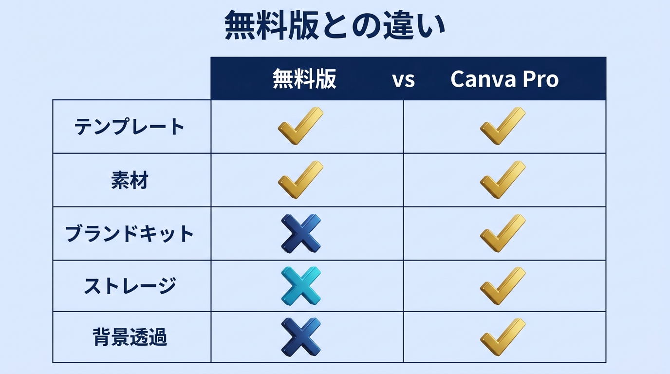Canva Proと無料版の機能比較表