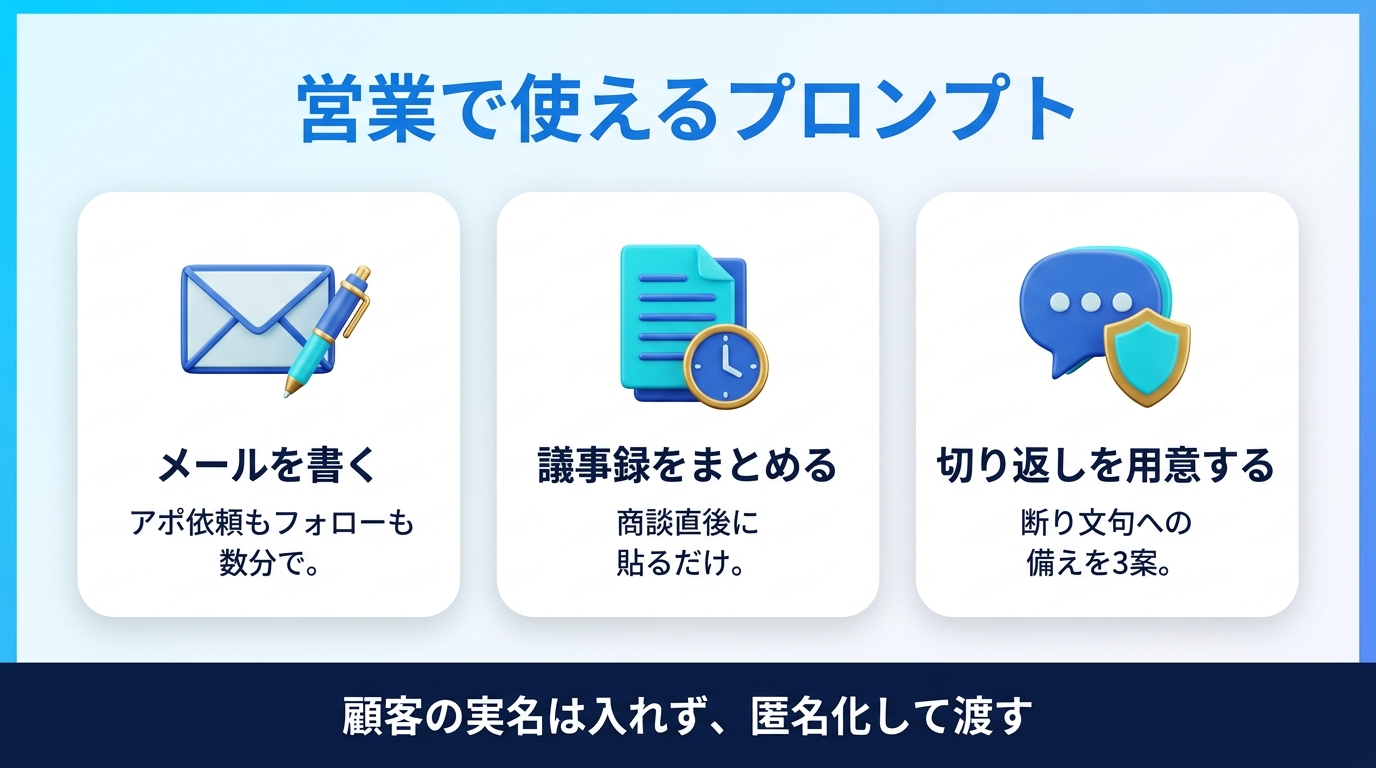 すぐ使える営業向けChatGPTプロンプト例文の図