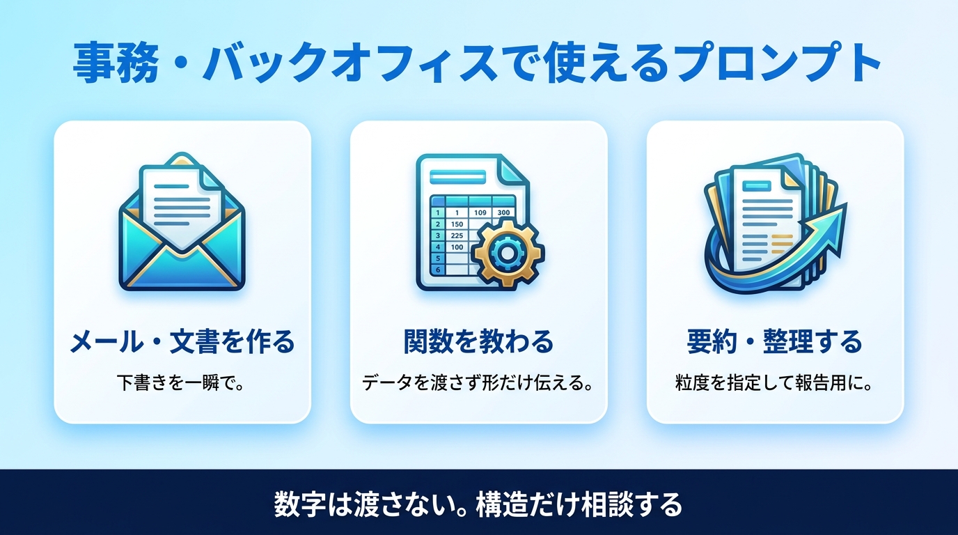 事務・バックオフィス向けChatGPTプロンプト例文の図
