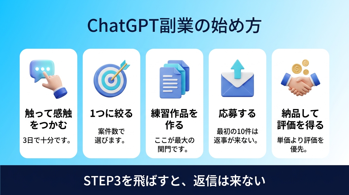 ChatGPT副業の始め方5ステップの図