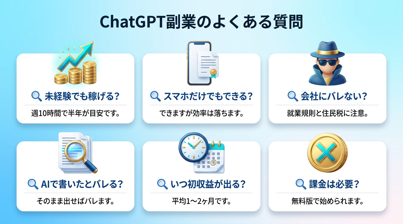 ChatGPT副業に関するよくある質問の図