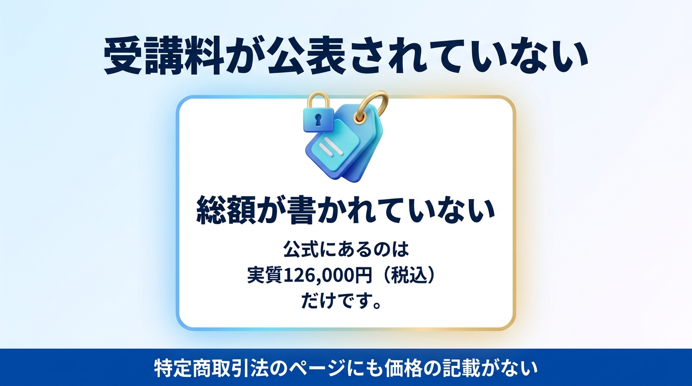 DXアップの受講料が公表されていないことを示す図