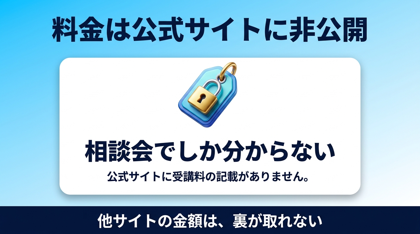ライフシフトラボAIコースの料金が非公開であることを示す図