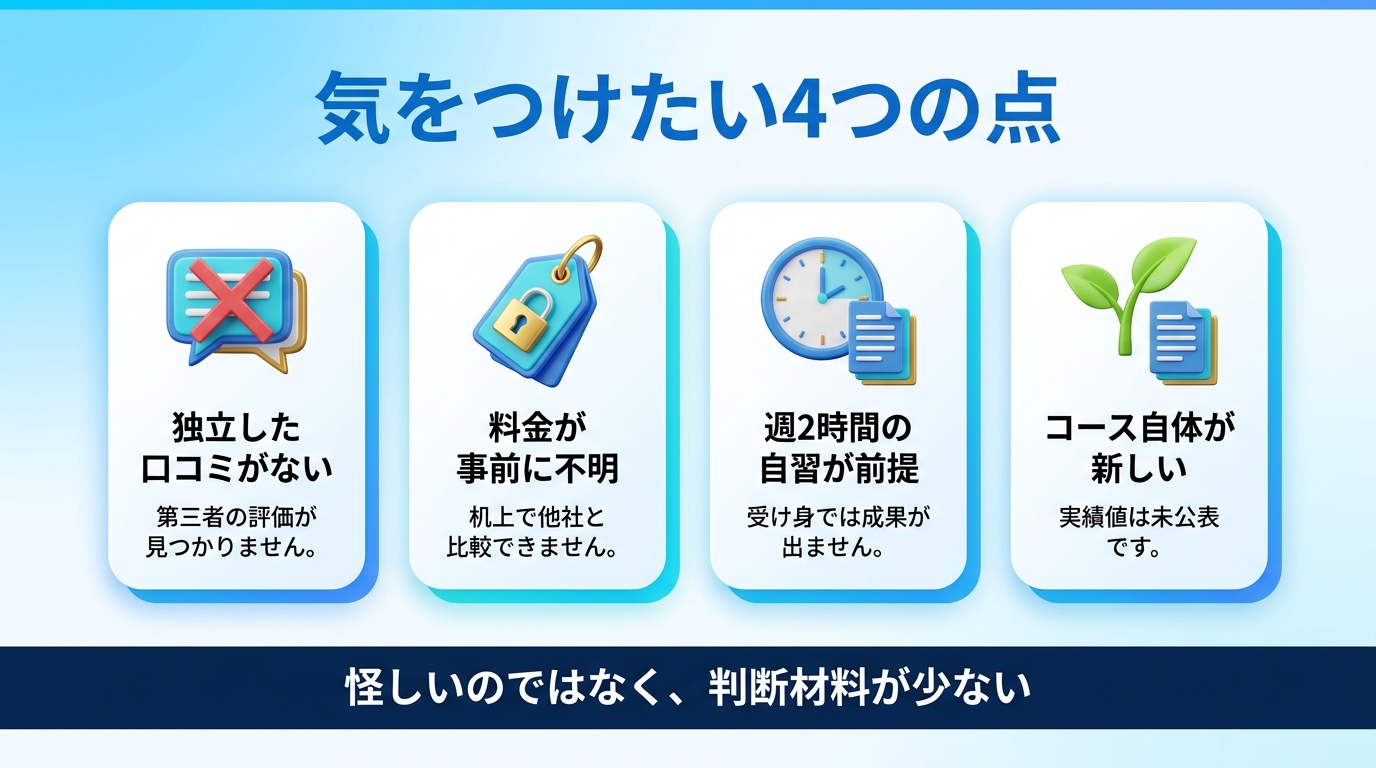 ライフシフトラボAIコースで気をつけたい注意点の図