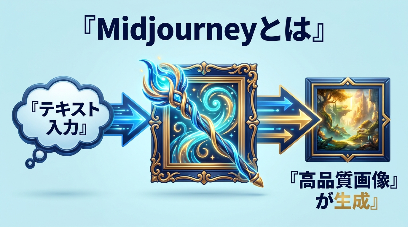 Midjourneyとは何か・テキストから画像を作る仕組みの図